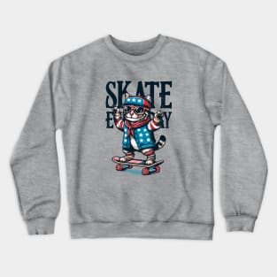 Cat Skateboarding Crewneck Sweatshirt